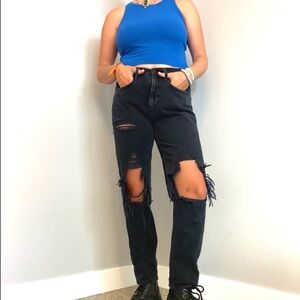 AMERICAN EAGLE black boyfriend jeans, distressed, size 4